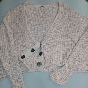 Women's Cream Button-Up Sweater